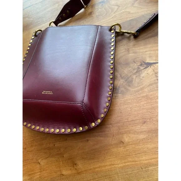 Isabel Marant Maroon Leather Stud-Trim Shoulder Bag - Picture 3 of 4